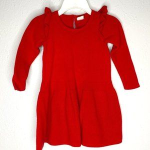 Baby GAP flounce, long sleeved dress in pepper red, baby girl's size 12-18 mos.